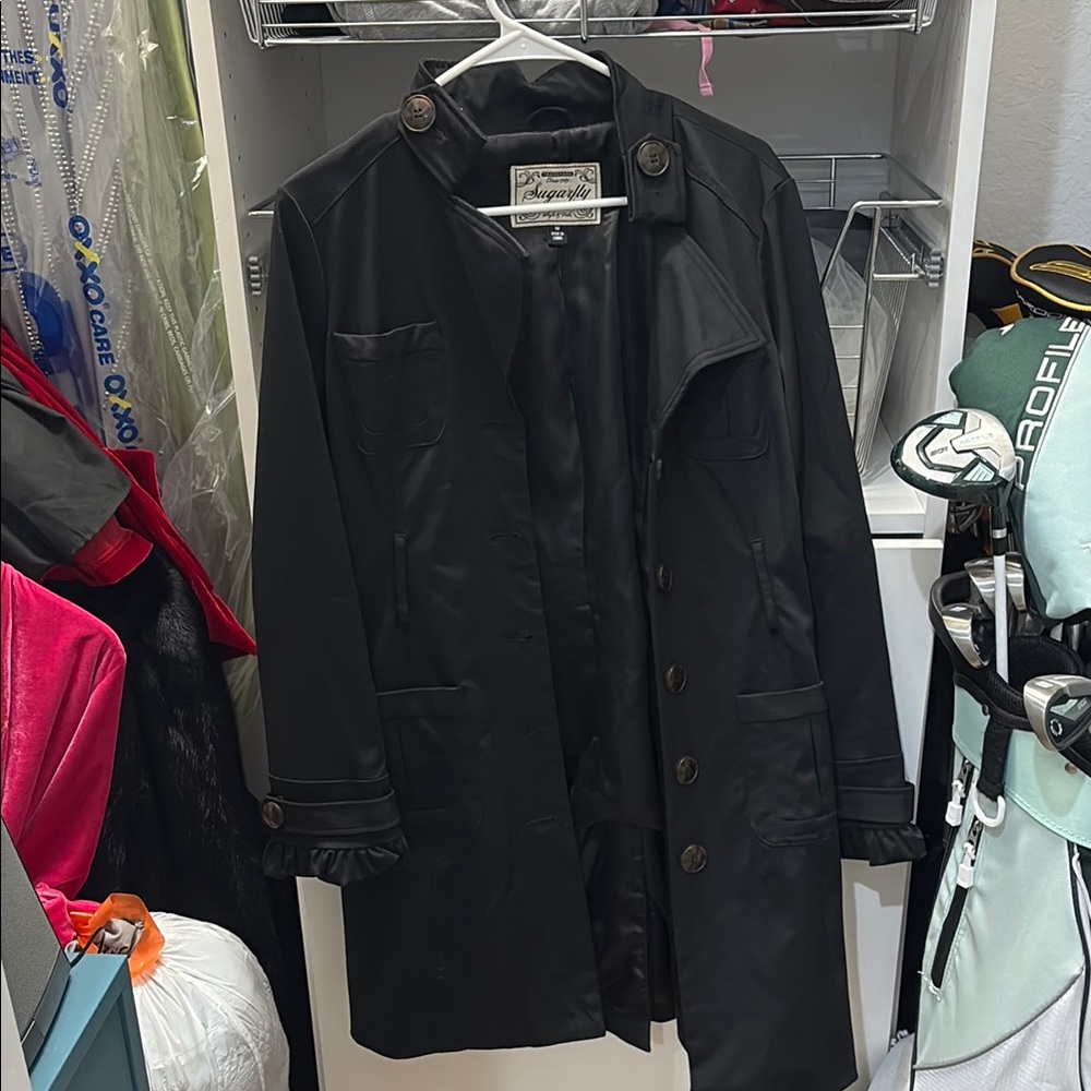 Sugarfly Black Trench Coat Classic Design